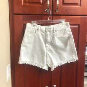 blank nyc denim shorts with eyelet trim